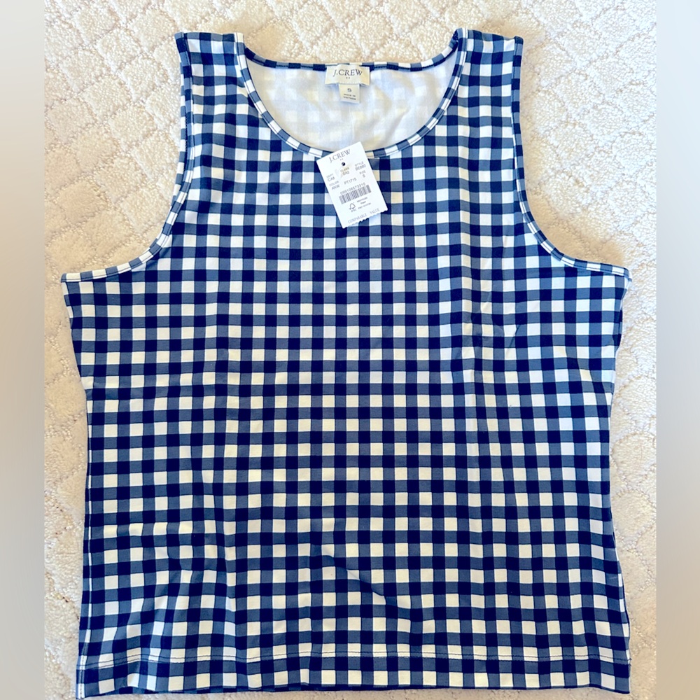 JCREW Navy Gingham Active Set Size SMALL - Picture 4 of 4